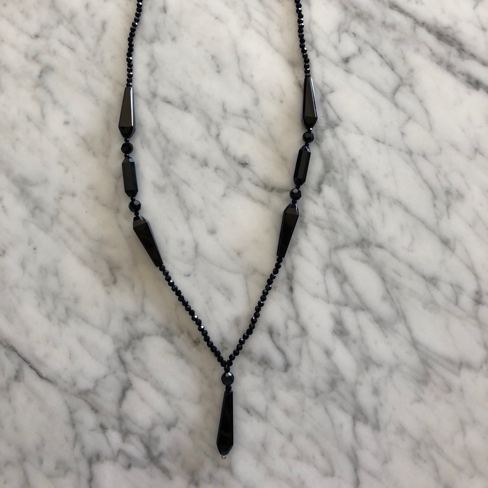 Lauren black faceted crystal necklace